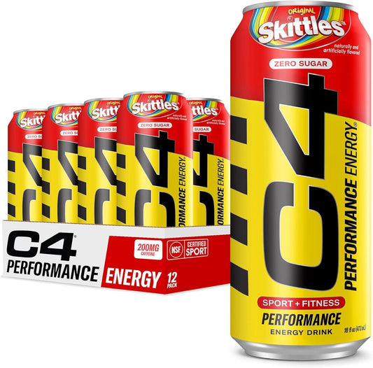 SamRock Supplements 16 Fl Oz (Pack of 12) / C4 SKITTLES™ Cellucor C4 Performance Energy Drink | Zero Sugar Carbonated Preworkout Energy | 200mg Caffeine with Beta Alanine | 16 Fl Oz (12 Pack)