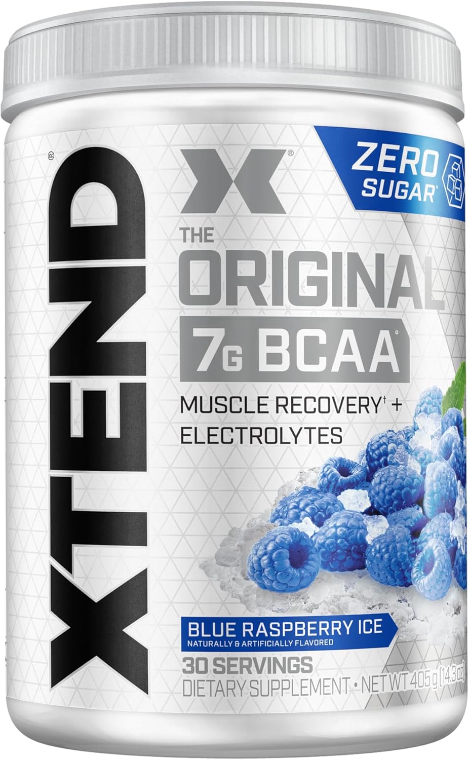 SamRock Supplements 30 Servings / Blue Raspberry Ice XTEND Original BCAA Powder 7g BCAA and 2.5g L-Glutamine, Sugar Free, 30 Servings