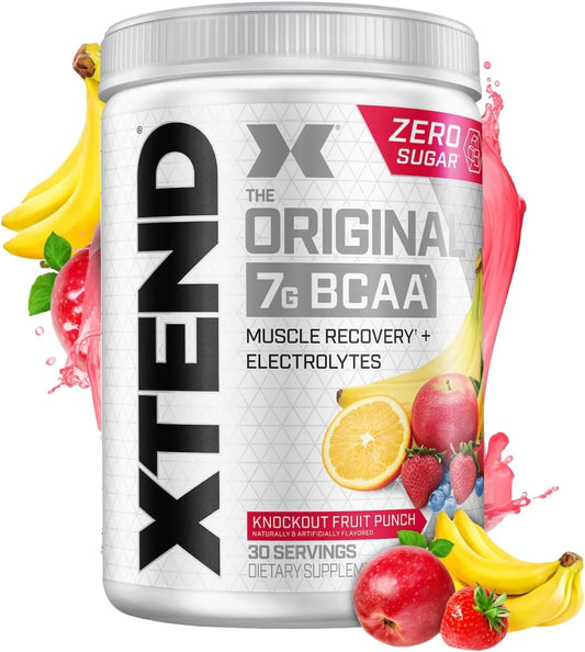 SamRock Supplements 30 Servings / Knockout Fruit Punch XTEND Original BCAA Powder 7g BCAA and 2.5g L-Glutamine, Sugar Free, 30 Servings