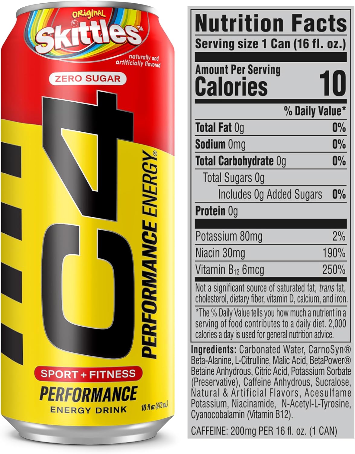 SamRock Supplements Cellucor C4 Performance Energy Drink | Zero Sugar Carbonated Preworkout Energy | 200mg Caffeine with Beta Alanine | 16 Fl Oz (12 Pack)