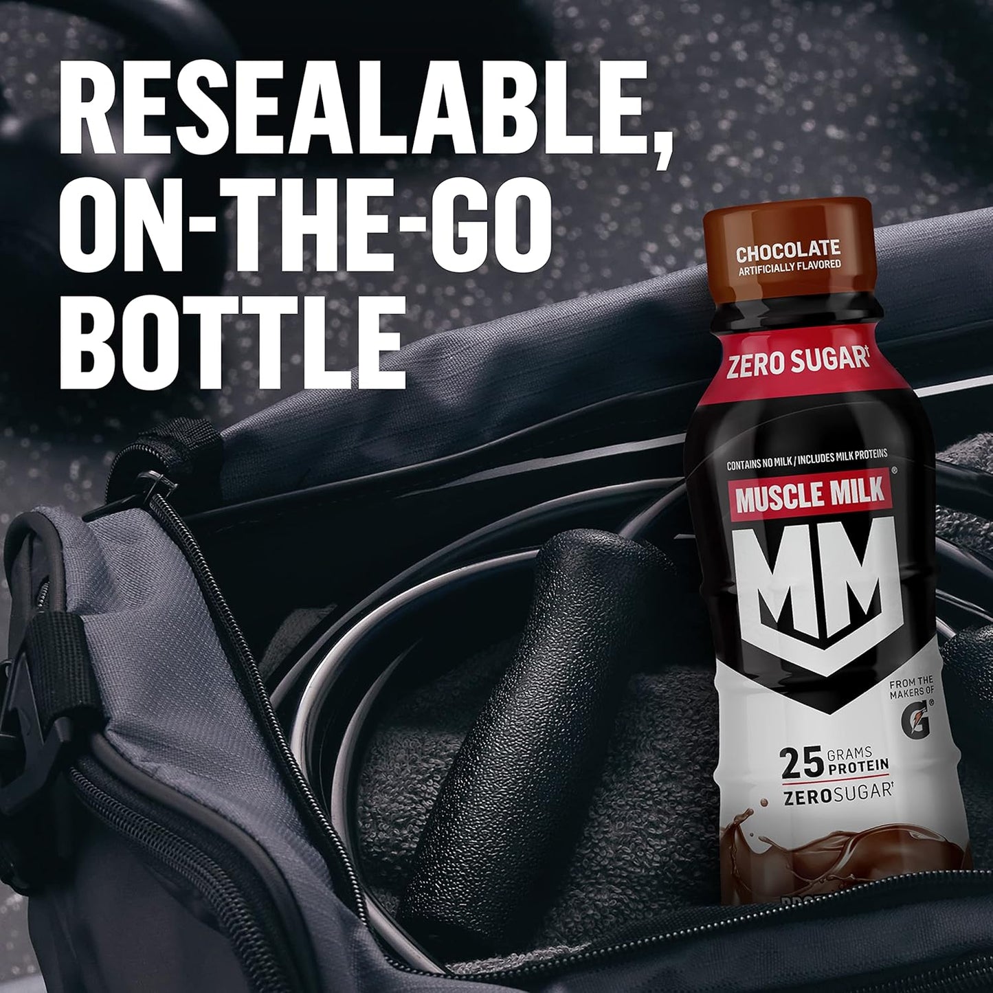 SamRock Supplements Muscle Milk Genuine Protein Shake, 11.16 Fl Oz Bottle, 12 Pack, 25g Protein, Zero Sugar