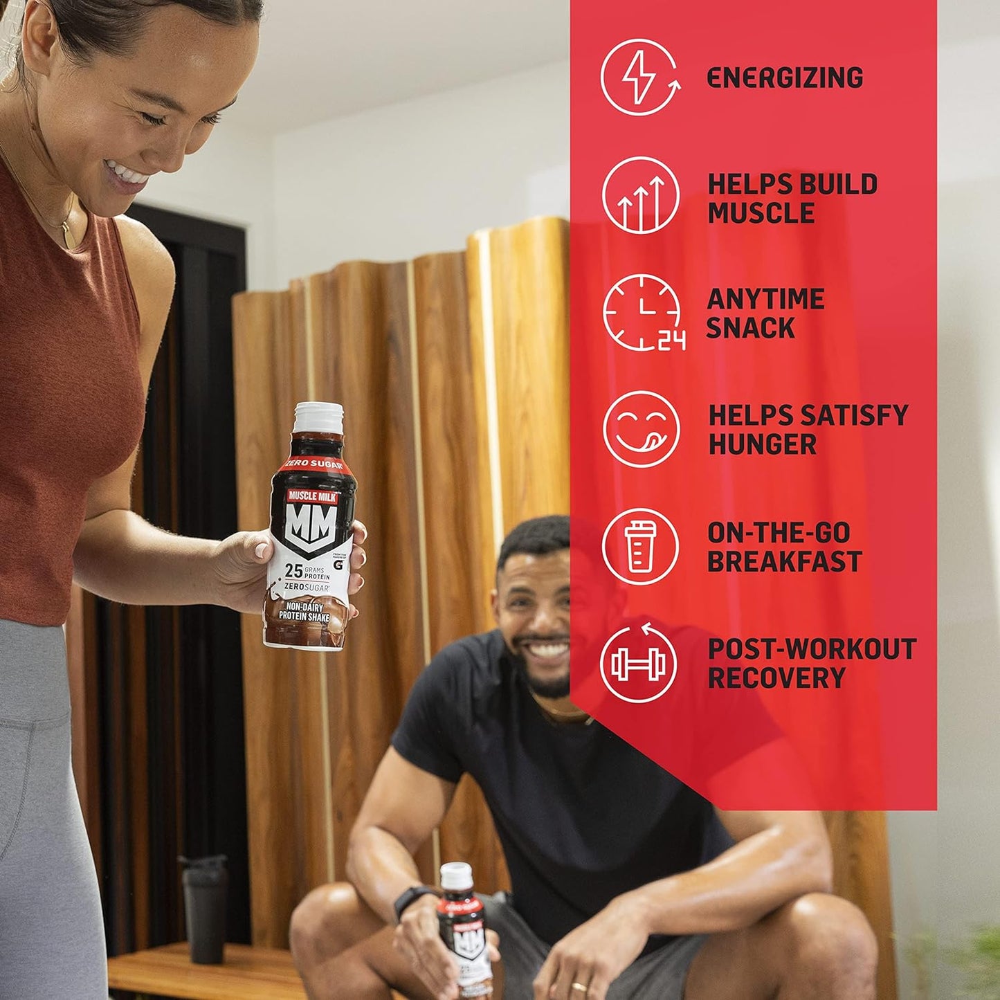 SamRock Supplements Muscle Milk Genuine Protein Shake, 11.16 Fl Oz Bottle, 12 Pack, 25g Protein, Zero Sugar