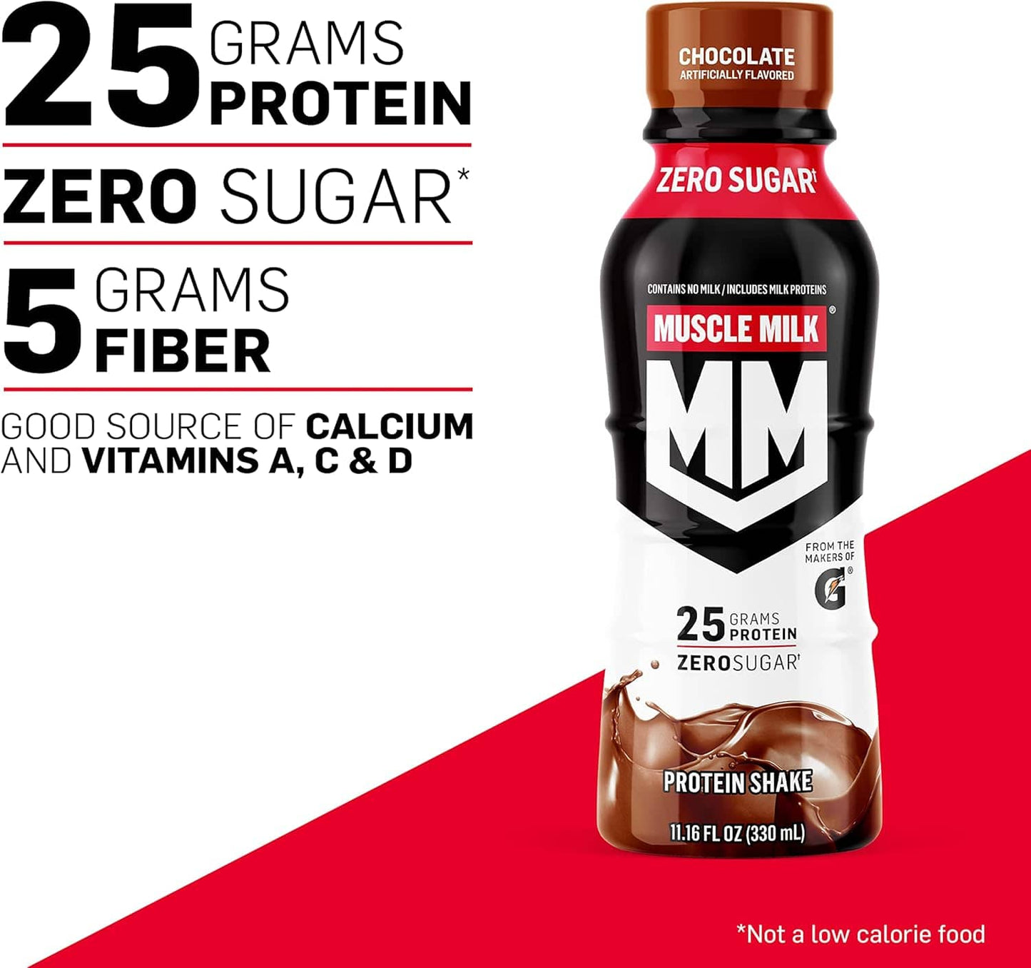 SamRock Supplements Muscle Milk Genuine Protein Shake, 11.16 Fl Oz Bottle, 12 Pack, 25g Protein, Zero Sugar