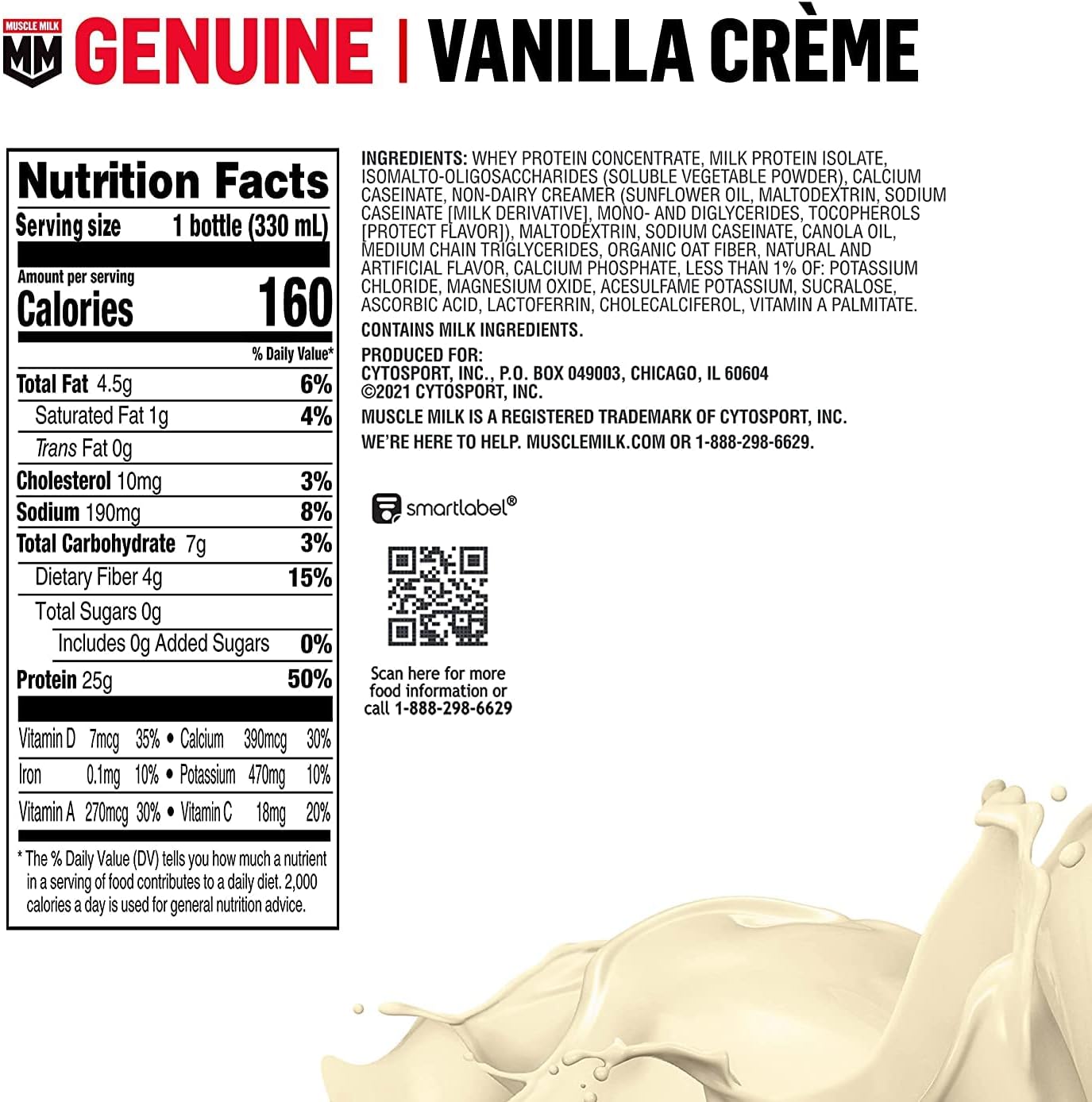 SamRock Supplements Muscle Milk Genuine Protein Shake, 11.16 Fl Oz Bottle, 12 Pack, 25g Protein, Zero Sugar