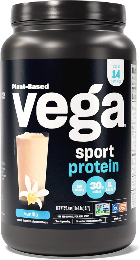 SamRock Supplements Vega Premium Sport Protein Vanilla Protein Powder, Vegan, Non GMO, Gluten Free Plant Based Protein Powder, NSF Certified for Sport, Packaging may vary