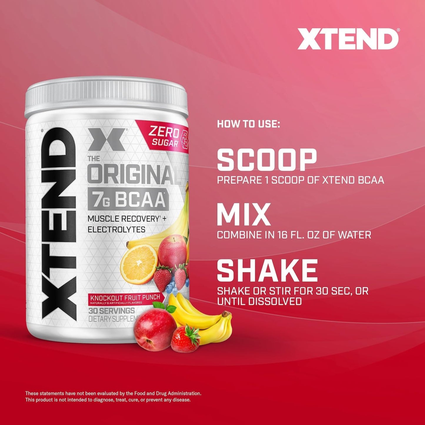 SamRock Supplements XTEND Original BCAA Powder 7g BCAA and 2.5g L-Glutamine, Sugar Free, 30 Servings
