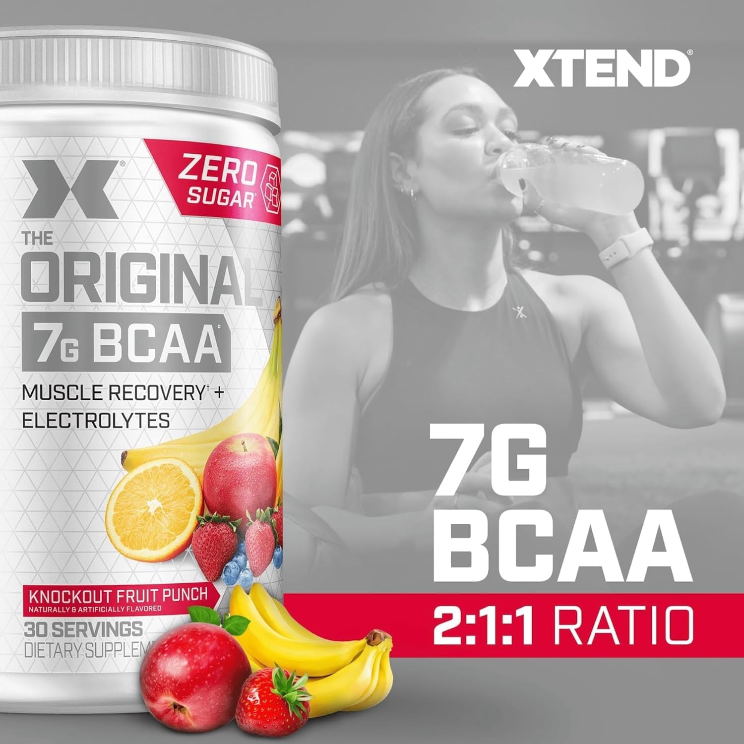 SamRock Supplements XTEND Original BCAA Powder 7g BCAA and 2.5g L-Glutamine, Sugar Free, 30 Servings