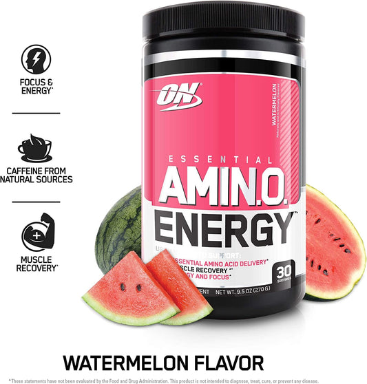 SamRock Supplements Watermelon Optimum Nutrition Amino Energy - Pre Workout with Green Tea, BCAA, Amino Acids, Keto Friendly, Green Coffee Extract, Energy Powder - 30 Servings