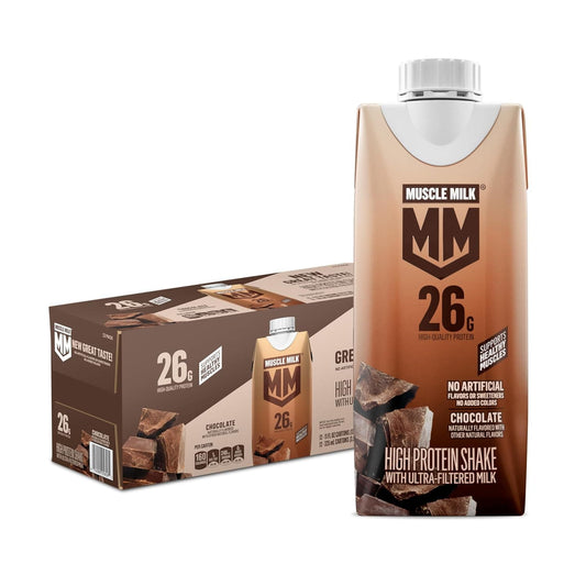 SamRock Supplements 11.16 Fl Oz (Pack of 12) / Chocolate Muscle Milk Genuine Protein Shake, 11.16 Fl Oz Bottle, 12 Pack, 25g Protein, Zero Sugar