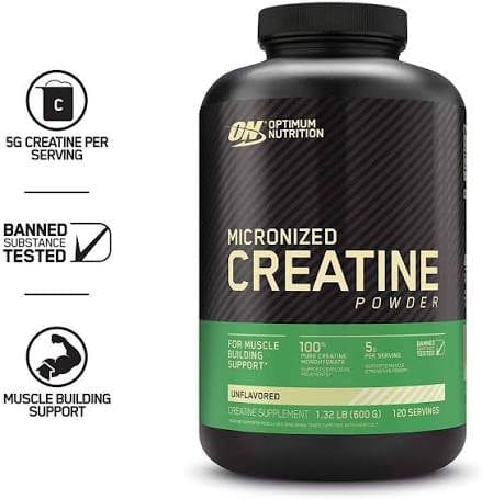 SamRock Supplements 120 Servings Optimum Nutrition Creatine Monohydrate Powder, Unflavored, 60 Servings