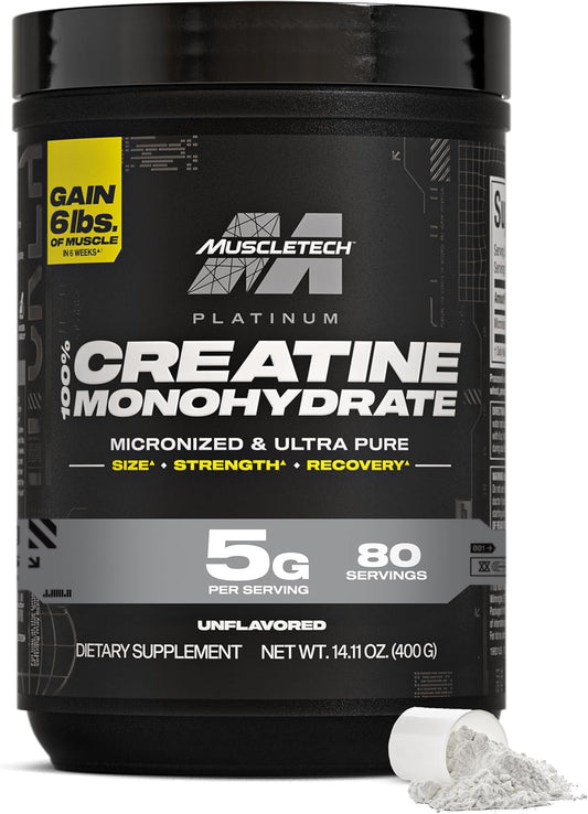SamRock Supplements MuscleTech Platinum Creatine Powder | Unflavored | 80 Servings