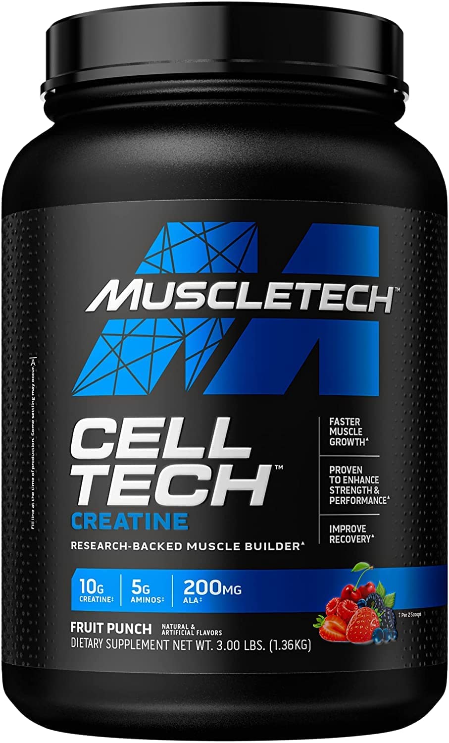 SamRock Supplements 3lbs MuscleTech Cell-Tech Performance Series, Fruit Punch, 3.09 lb., Creatine HCl, Creatine Monohydrate and Carbohydrate Powder by MuscleTech