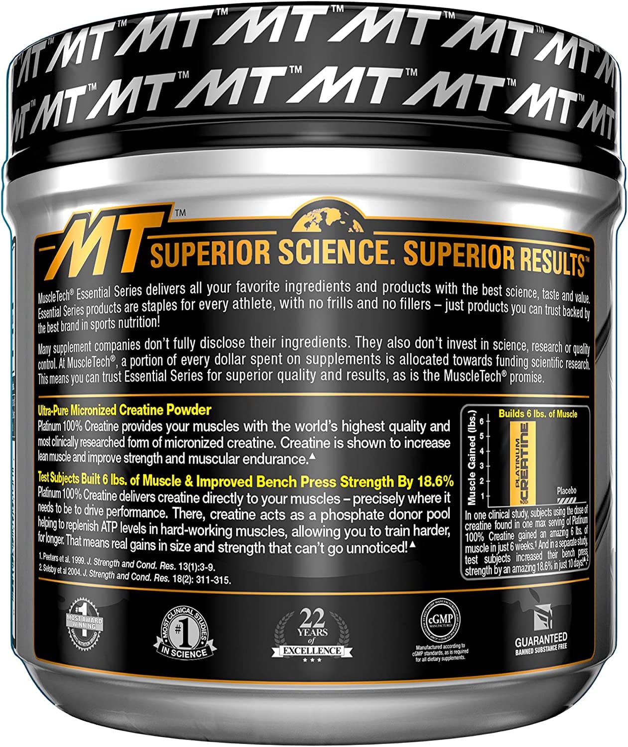 SamRock Supplements Creatine Monohydrate Powder | MuscleTech Platinum Creatine Powder | Pure Micronized Creatine Powder | Unflavored 14.11 oz