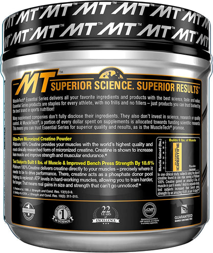 SamRock Supplements Creatine Monohydrate Powder | MuscleTech Platinum Creatine Powder | Pure Micronized Creatine Powder | Unflavored 14.11 oz