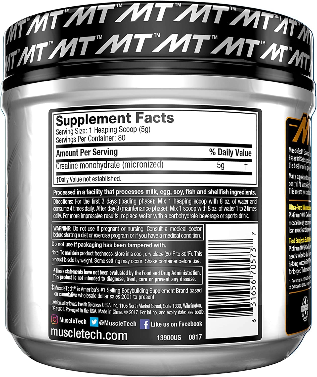 SamRock Supplements Creatine Monohydrate Powder | MuscleTech Platinum Creatine Powder | Pure Micronized Creatine Powder | Unflavored 14.11 oz