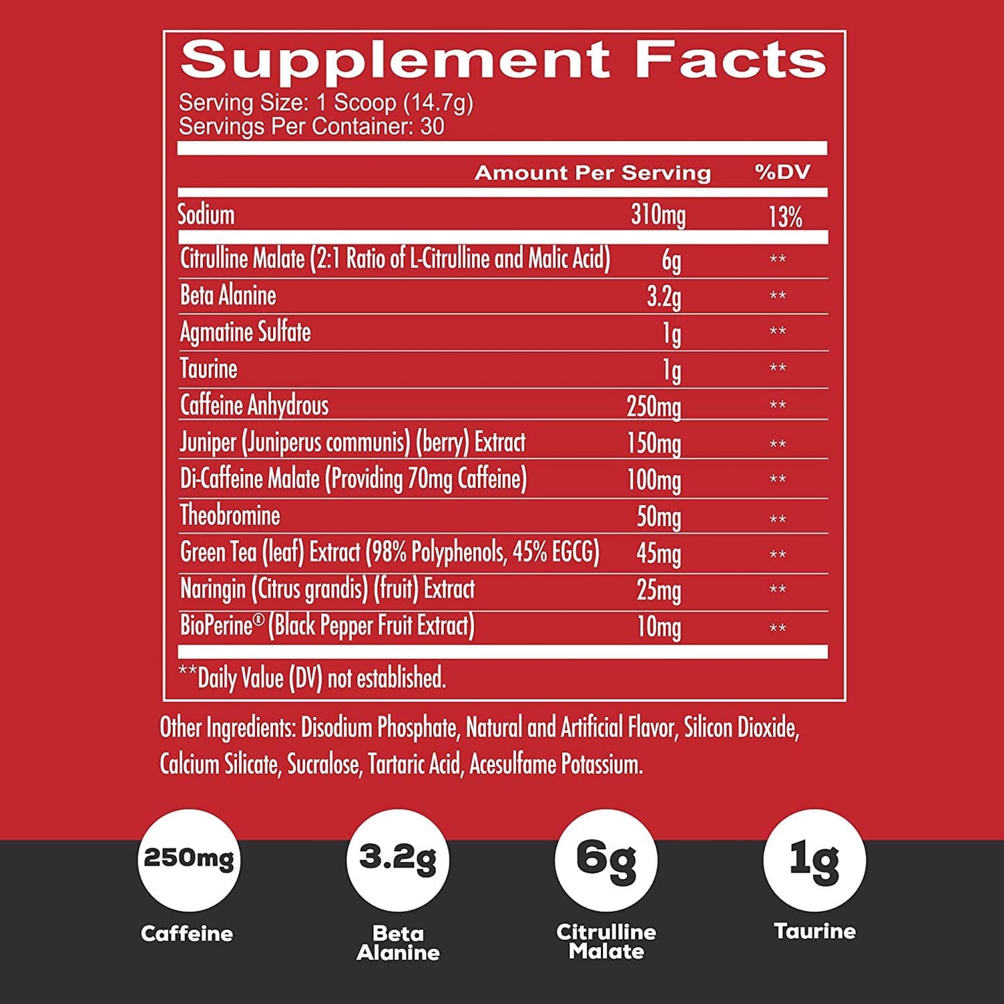 SamRock Supplements Redcon1 Total War PreWorkout - 30 Servings, Boost Energy, Increase Endurance and Focus, Beta-Alanine, Caffeine