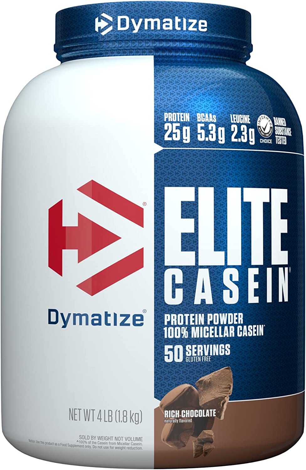 SamRock Supplements Rich Chocolate Dymatize Elite Casein Protein Powder, Slow Absorbing with Muscle Building Amino Acids, 100% Micellar Casein, 25g Protein, 4 Pound