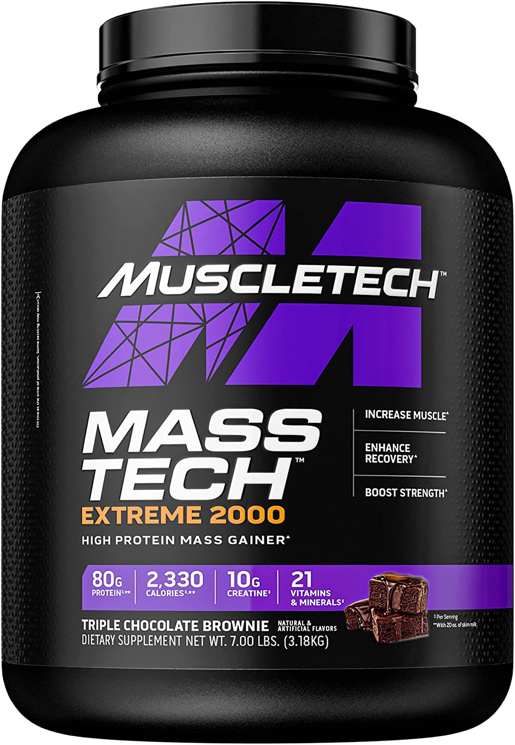 SamRock Supplements Triple Chocolate Brownie MuscleTech Mass-Tech Extreme 2000 | Muscle Builder Whey Protein Powder | Protein + Creatine + Carbs | 7 lbs