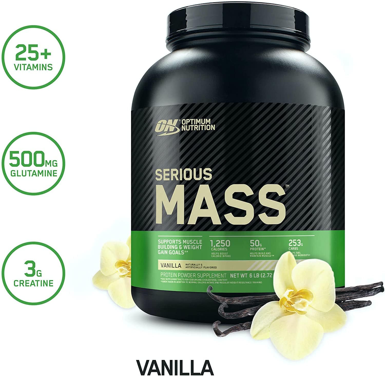 SamRock Supplements Vanilla Optimum Nutrition Serious Mass Weight Gainer Protein Powder, 6 Pound (Packaging May Vary)